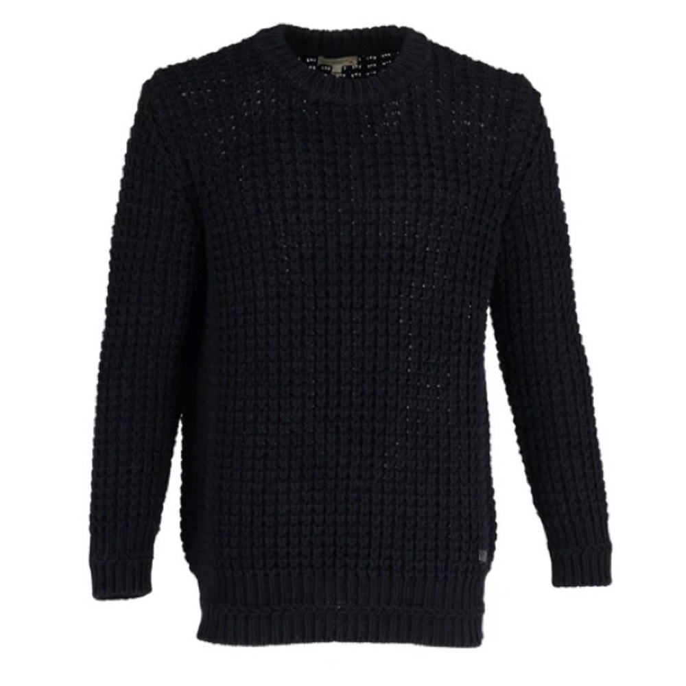 Burberry Fisherman's Open Knit Pullover In Navy Blue Cotton
